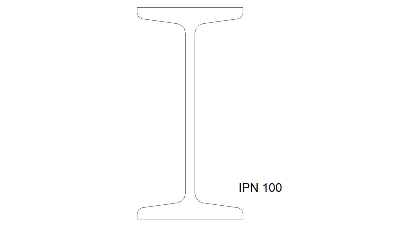 IPN 100 steel tapered-flange I-beam outline