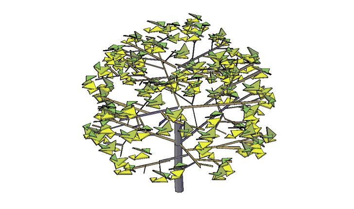 round top tree in 3 dimensions CAD block