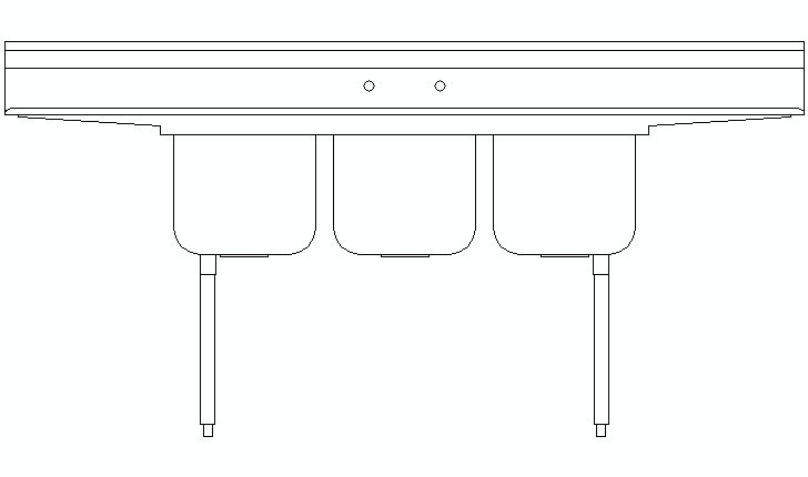  triple-basin sink CAD block