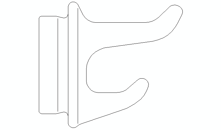 wall-mounted double hook CAD block