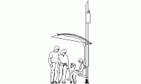Urban bus shelter elevation view CAD block