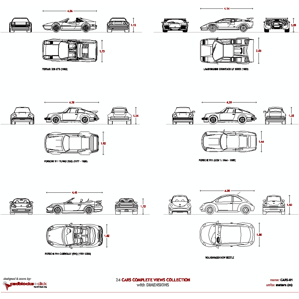 24 Cars Complete Views CAD Models