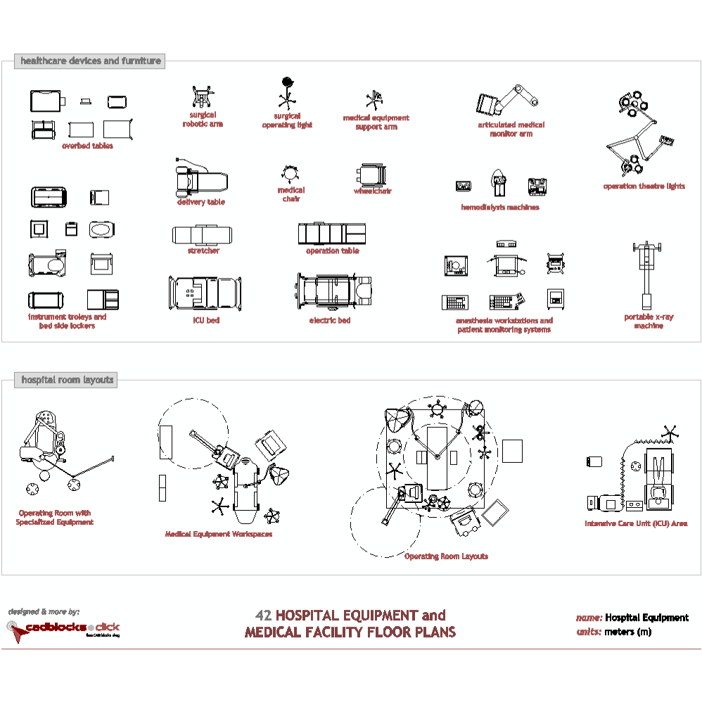 42 Hospital Equipment CAD Designs